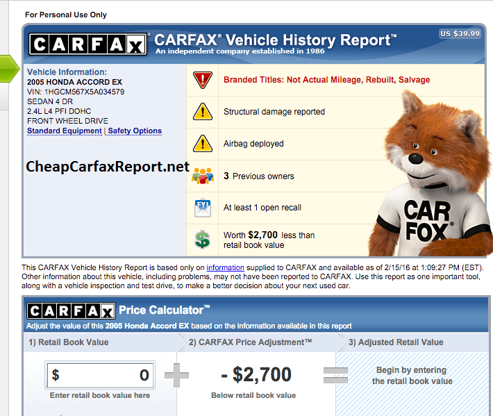 CheapCarfaxReport Image